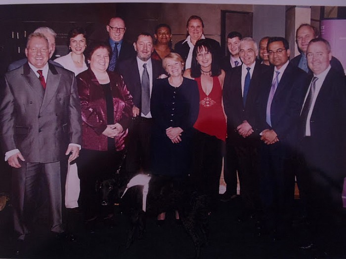 Dave Gauder (far left) in Oyster Award Winners Line Up At The Globe Theatre (2002)