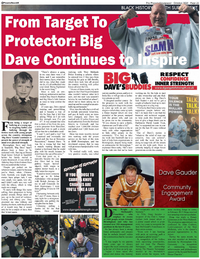 Big Dave features in the Phoenix Newspaper this month!